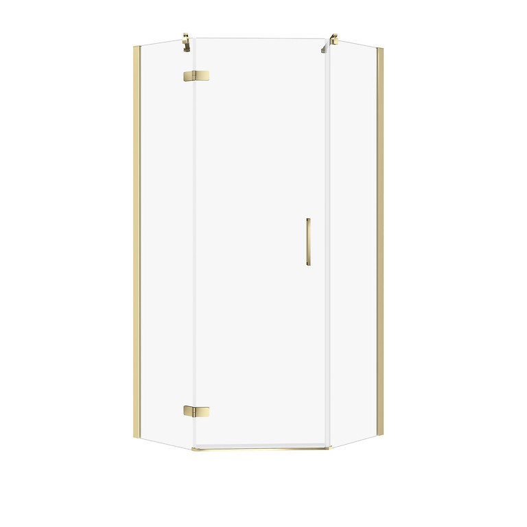 Vijfhoekige Douchecabine JOTA 80×80×195 Links Goud Transparant Glas S160-018