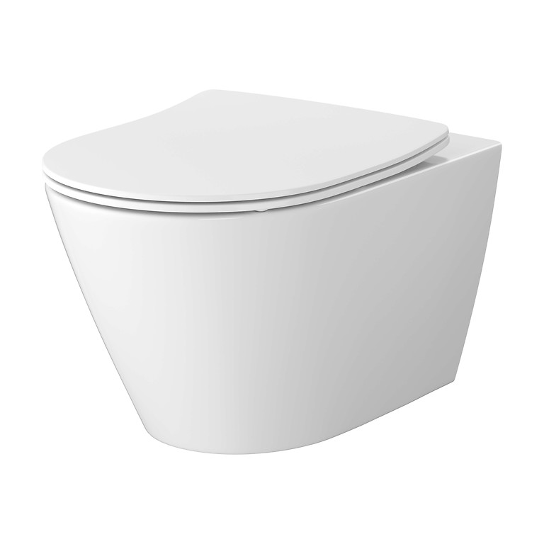 SET C821: CITY PRO OVALE WANDTOILETPOT CERSANIT VORTEX MET MOONWAY SPOT SLIM TOILETZITTING S4004-137