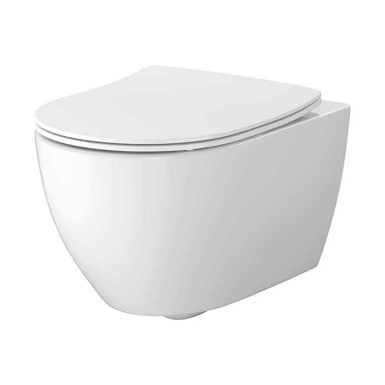 SET C822: ZEN PRO OVALE WANDTOILETPOT CERSANIT VORTEX MET MOONWAY SPOT SLIM TOILETZITTING S4006-005
