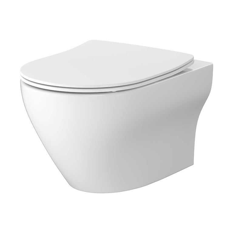 SET C823: LARGA PRO OVAL WANDHANGENDE TOILETPOT CERSANIT VORTEX MET MOONWAY SPOT SLIM TOILETZITTING S4026-009