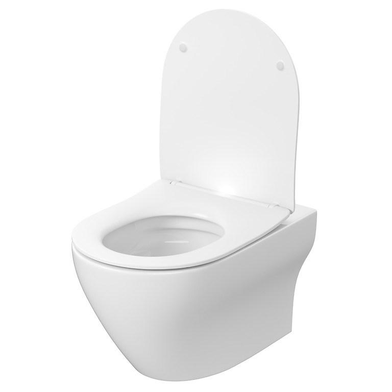 SET C823: LARGA PRO OVAL WANDHANGENDE TOILETPOT CERSANIT VORTEX MET MOONWAY SPOT SLIM TOILETZITTING S4026-009