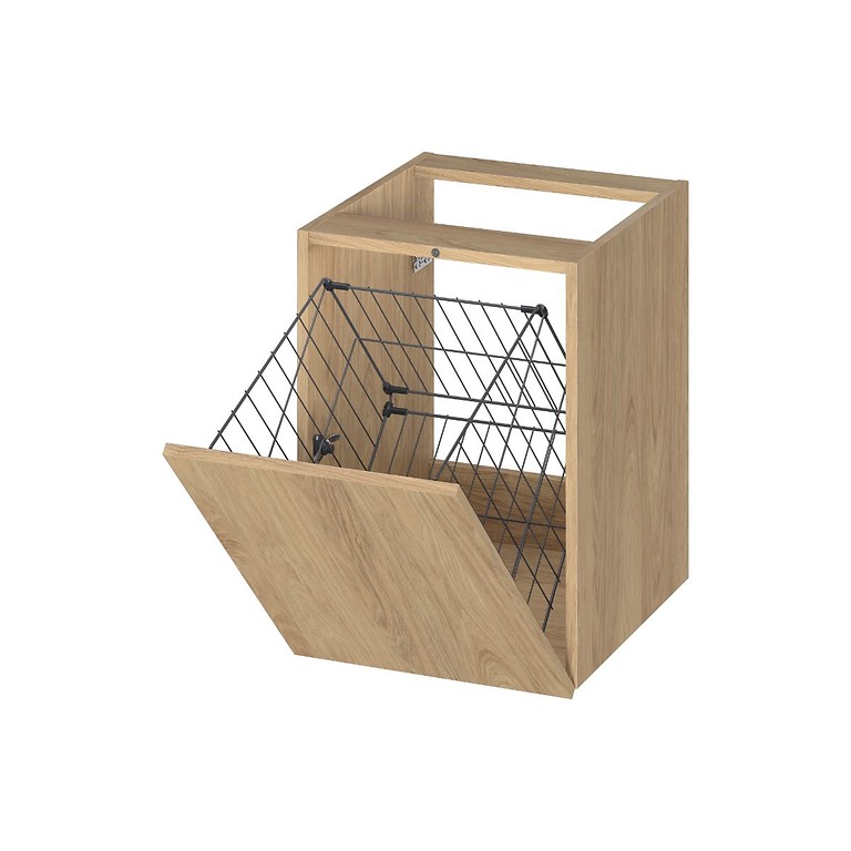 BONICA 40 UNDER COUNTERTOP CABINET WITH LAUNDRY BASKET PUSH OAK HIKORA DSM S4041-028