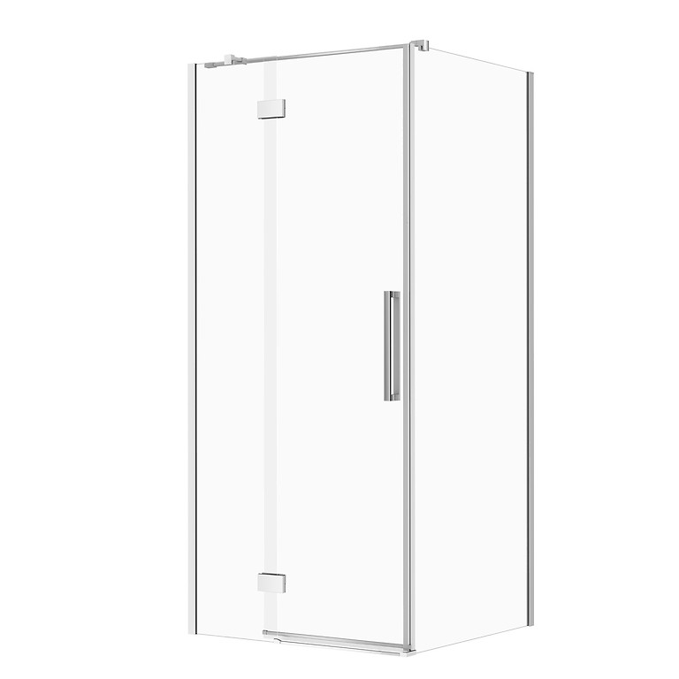 SET B692: DOUCHECABINE VIERKANT CREA SCHARNIER 90×90×200 LINKS CHROOM TRANSPARANT GLAS S601-137