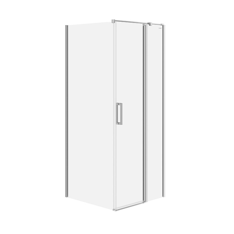 SET B846: VIERKANTE DOUCHECABINE MODUO SCHARNIER 80×80×195 RECHTS CHROOM TRANSPARANT GLAS S601-211