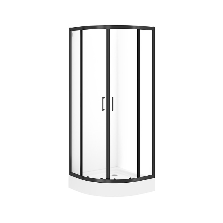 BRASCO Halfround Shower Enclosure 80x80x190 Black S168-003