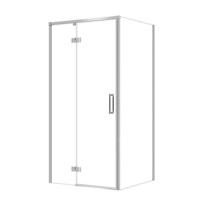 Set C114: Rechthoekige douchecabine LARGA scharnier 100×80×195 links chroom transparant glas S601-314