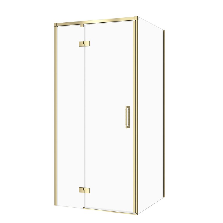 SET C265: Shower enclosure square LARGA 80X80X195 left gold matt transparent glass S601-462