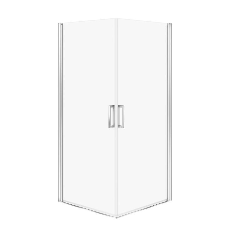 SET C380: Shower enclosure square MODUO 80X80X195 2 full door chrome transparent glass S601-477