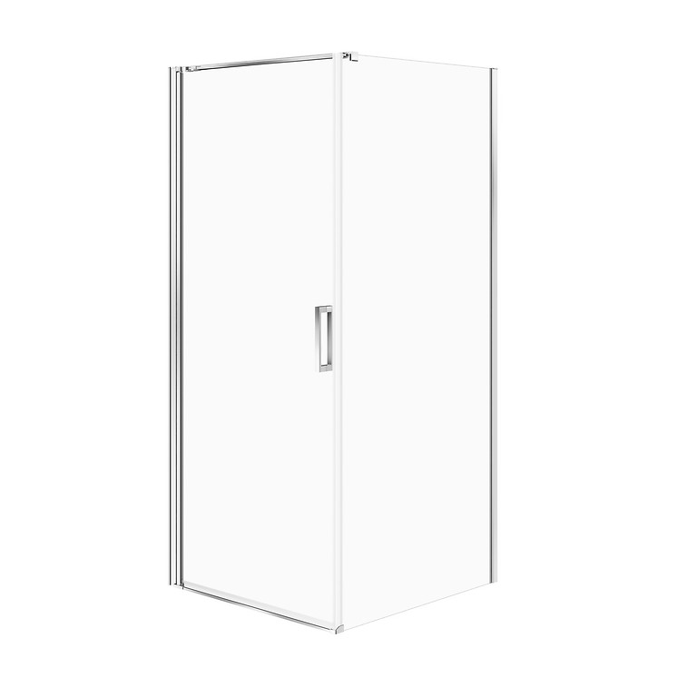 SET C382: Shower enclosure square MODUO 80X80X195 1 full door chrome transparent glass S601-479