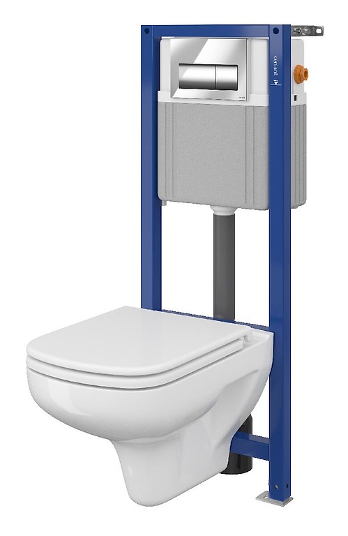 SET 848 AQUA 22 MECH, Wall Hung Bowl COLOUR CleanOn, Duroplast Toilet Seat, Button Presto Chrome Gloss S701-187