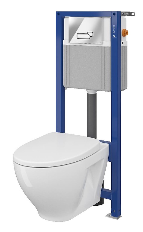 Set B41 Aqua 22 MECH, Wandcloset MODUO CleanOn, Slim Wrap Duroplast Toiletzitting, Bedieningsknop ACTIS Chroom Glans S701-311