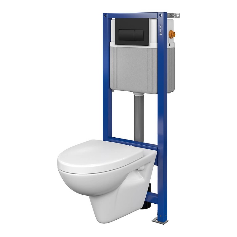 Set B359 Aqua 22 MECH, Wall Hung Bowl PARVA CeanOn, Duroplast Toilet Seat, Button PRESTO Black Matt S701-492