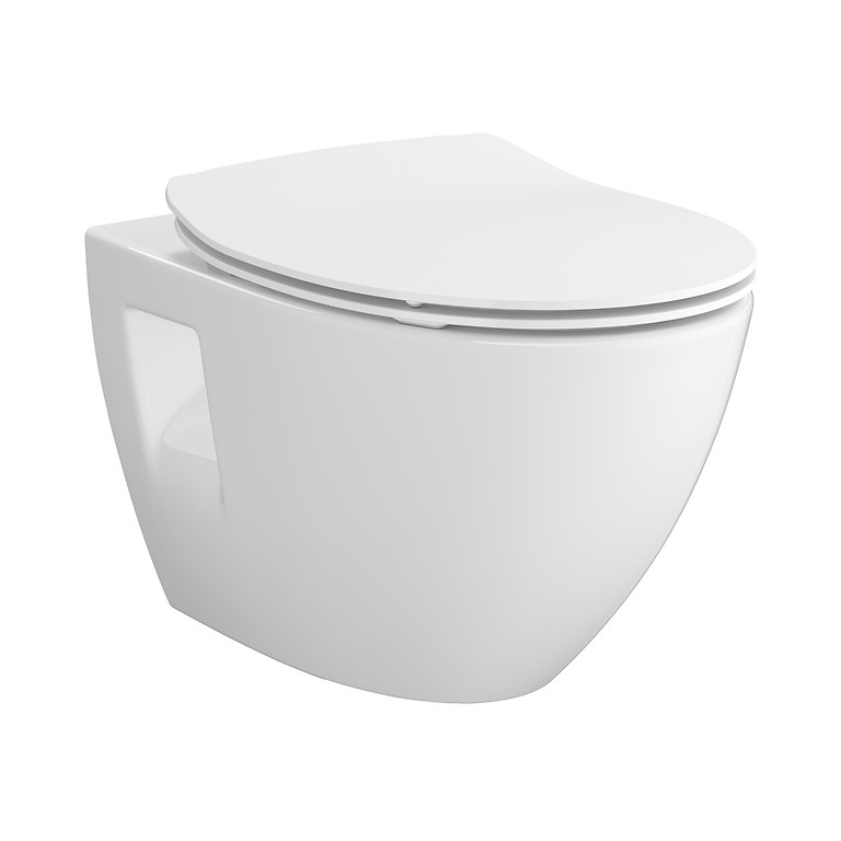 SET B904 Wandcloset MODUO PLUS OVAAL CleanOn met Slim Duroplast Toiletzitting Softclose Easy-Off S701-724