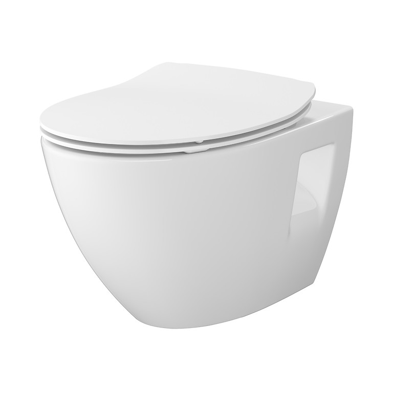 SET B904 Wandcloset MODUO PLUS OVAAL CleanOn met Slim Duroplast Toiletzitting Softclose Easy-Off S701-724
