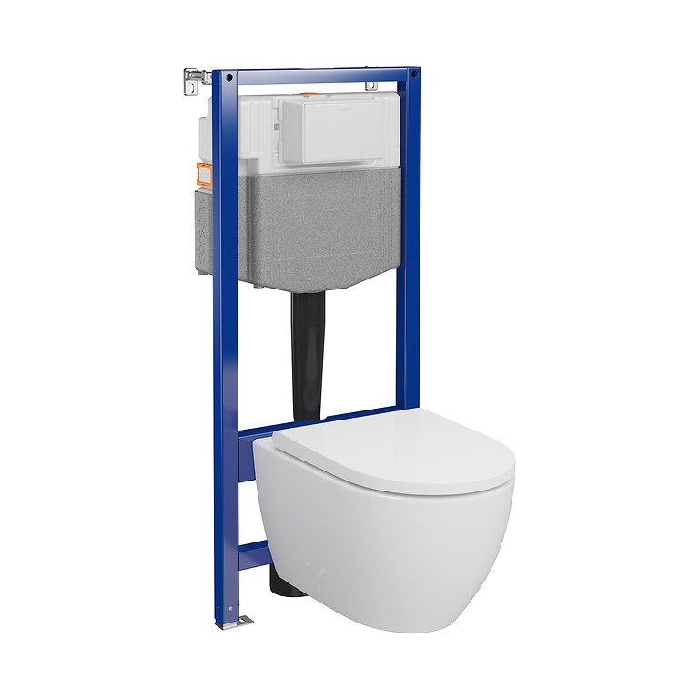 SET C18: AQUA 50 MECH QF WC frame + ZEN PRO by Cersanit OVAL StreamOn with toilet seat S701-798