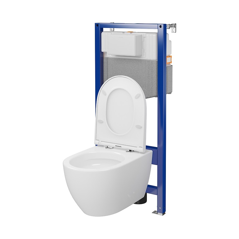 SET C19: AQUA 50 PNEU QF WC frame + ZEN PRO by Cersanit OVAL StreamOn with toilet seat S701-799