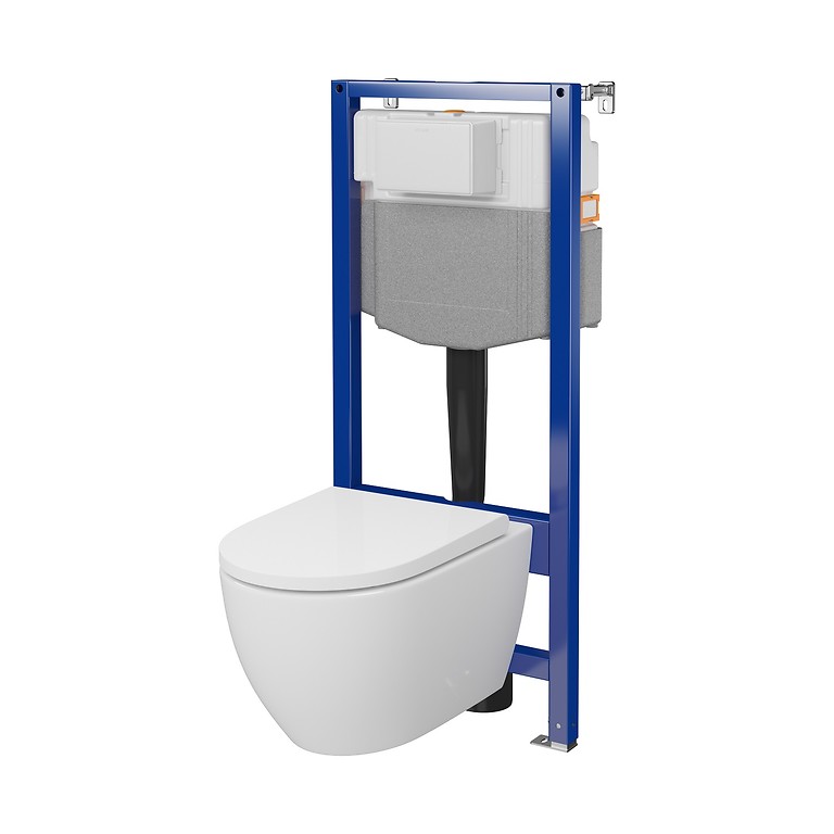 SET C19: AQUA 50 PNEU QF WC frame + ZEN PRO by Cersanit OVAL StreamOn with toilet seat S701-799