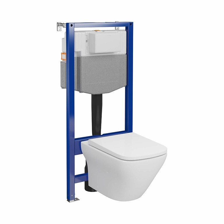 SET C22: AQUA 50 MECH QF WC frame + LARGA by Cersanit  SQUARE CleanOn wall hung bowl with toilet seat S701-801