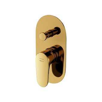 INVERTO by Cersanit inbouw bad-/douchemengkraan goud met box, 2 DESIGN IN 1 handgrepen: goud S951-285