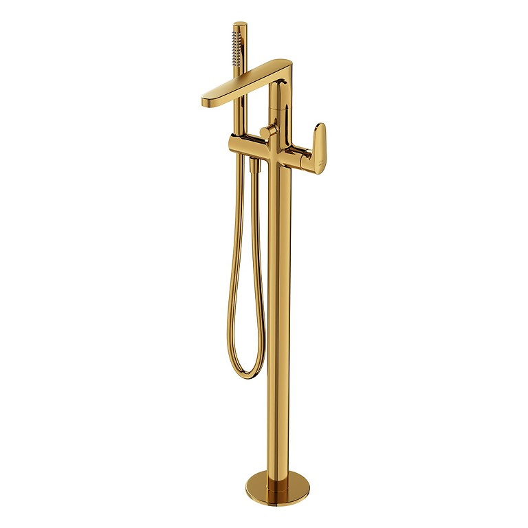INVERTO BY CERSANIT VRIJSTAANDE BAD-DOUCHEKRAAN GOUD, 2 DESIGN IN 1 HANDGREPEN: GOUD S951-286