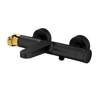 INVERTO by Cersanit wandgemonteerde bad-/douchekraan, 2 DESIGN IN 1 handgrepen: zwart en goud S951-314