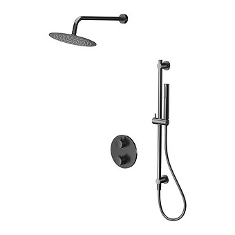 SET B916 inbouw bad-doucheset met thermostatische kraan ZEN gun metal zwart – S952-046