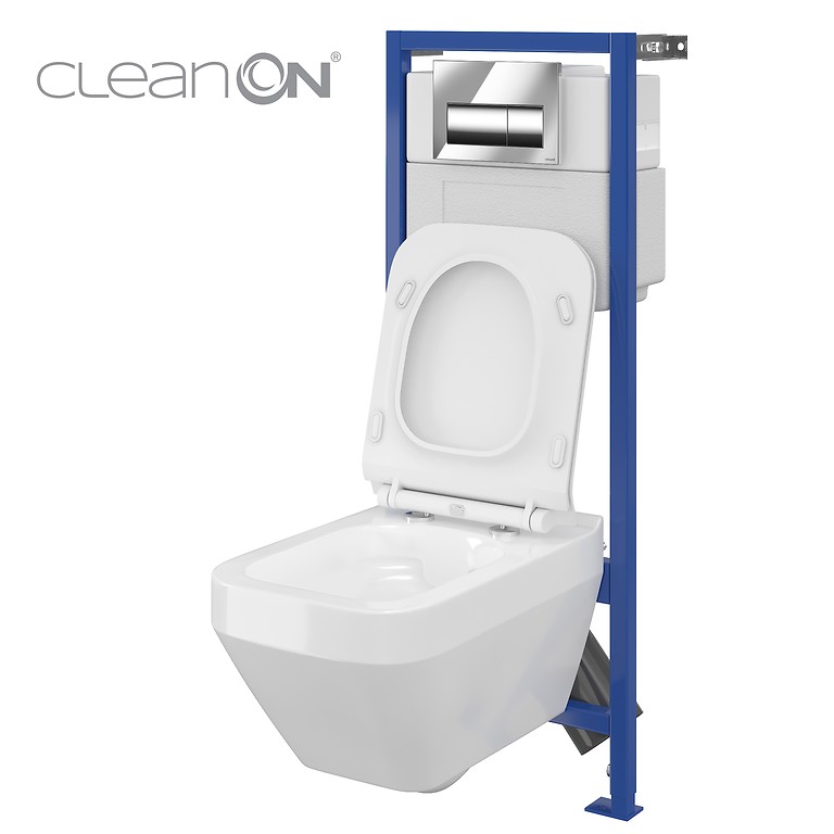 HI-TEC WC frame and CREA wall hung bowl CleanOn rectangular S701-223