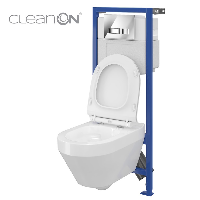 HI-TEC WC frame and CREA wall hung bowl CleanOn oval S701-224