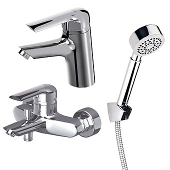 Set: wastafel- en bad-douchekraan AVEDO + doucheset ATON S952-001