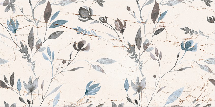 PS627 WHITE FLOWER NEW INSERTO SATIN 60X60