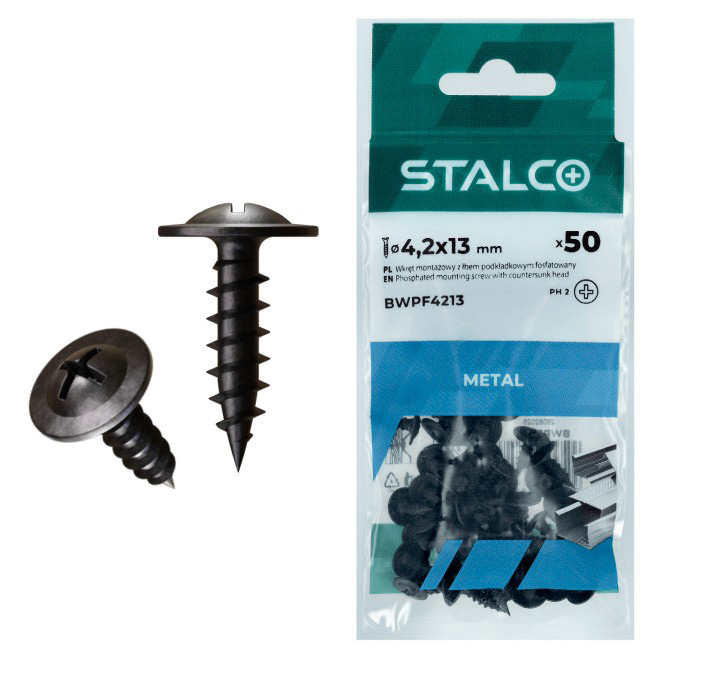 Mounting screw with washer head phosphate (PH2) 4.2x19 mm 1 pack (50 pcs.) STALCO BWPF4219