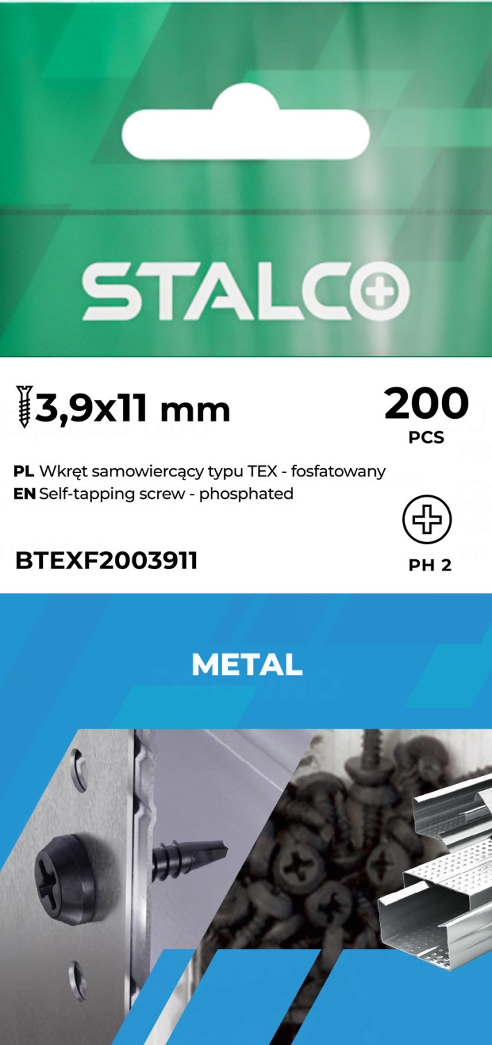 Self-drilling screw type TEX - phosphated BTEX ø3.5 x 9.5 mm, 100 pcs. STALCO BTEX100 3.5*9.5