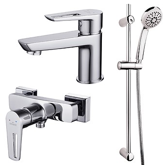 Set: wastafel- en douchekraan MILLE + doucheset VIBE S952-004