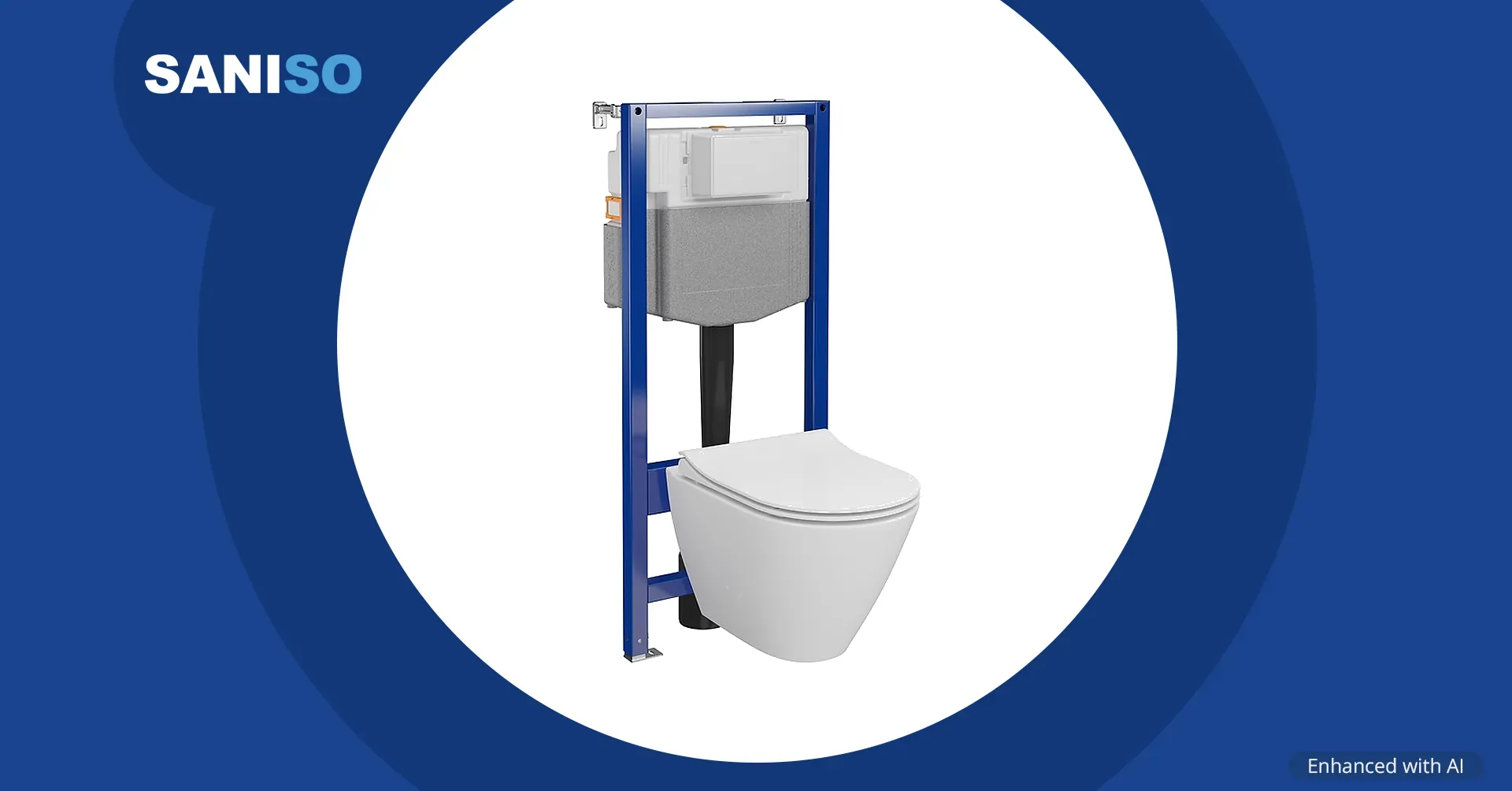 Wall-hung toilet set C14: AQUA 50 frame + CITY OVAL CleanOn bowl + seat