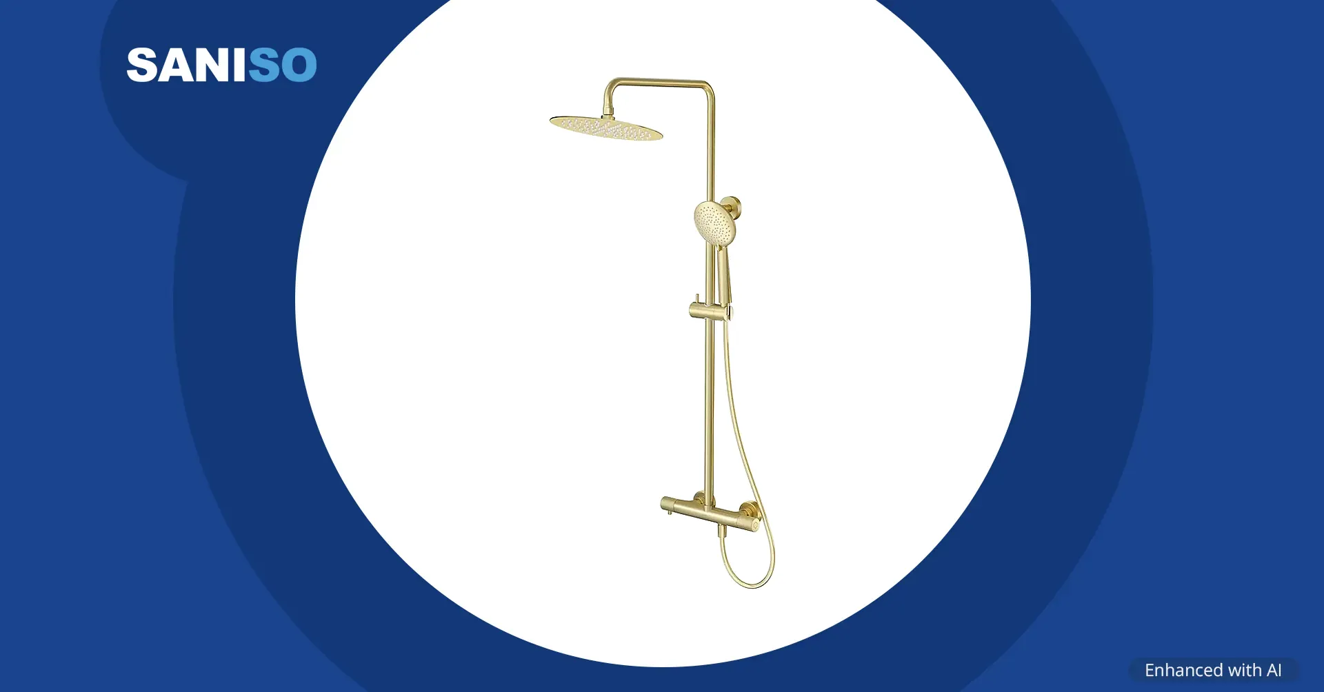 ZEN by Cersanit shower column with thermostatic mixer, matt gold