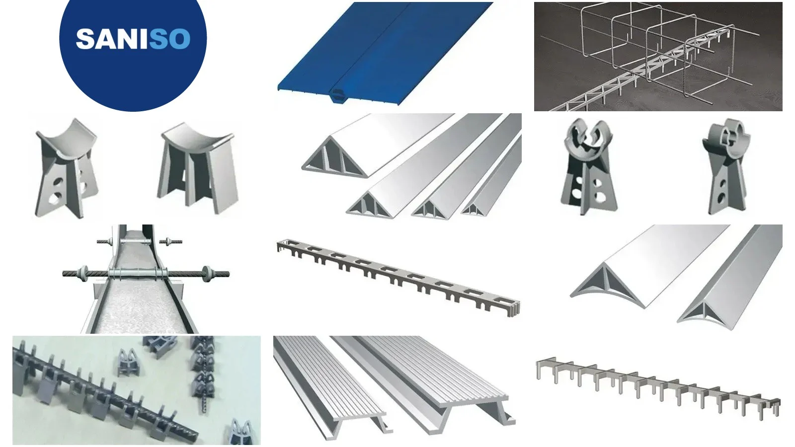 Afstandhouders voor beton, driehoekslatten en waterstops van Progress Profiles