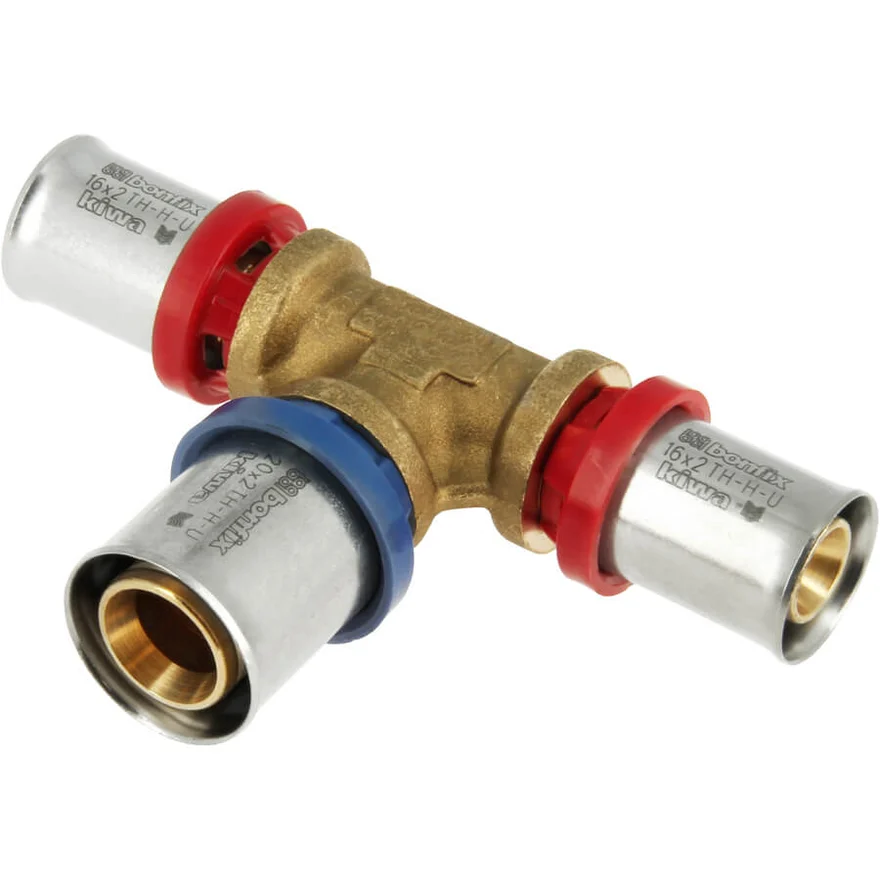BONFIX Alu-press brass press fitting T-piece tapered 16 x 20 x 16 - 48730430