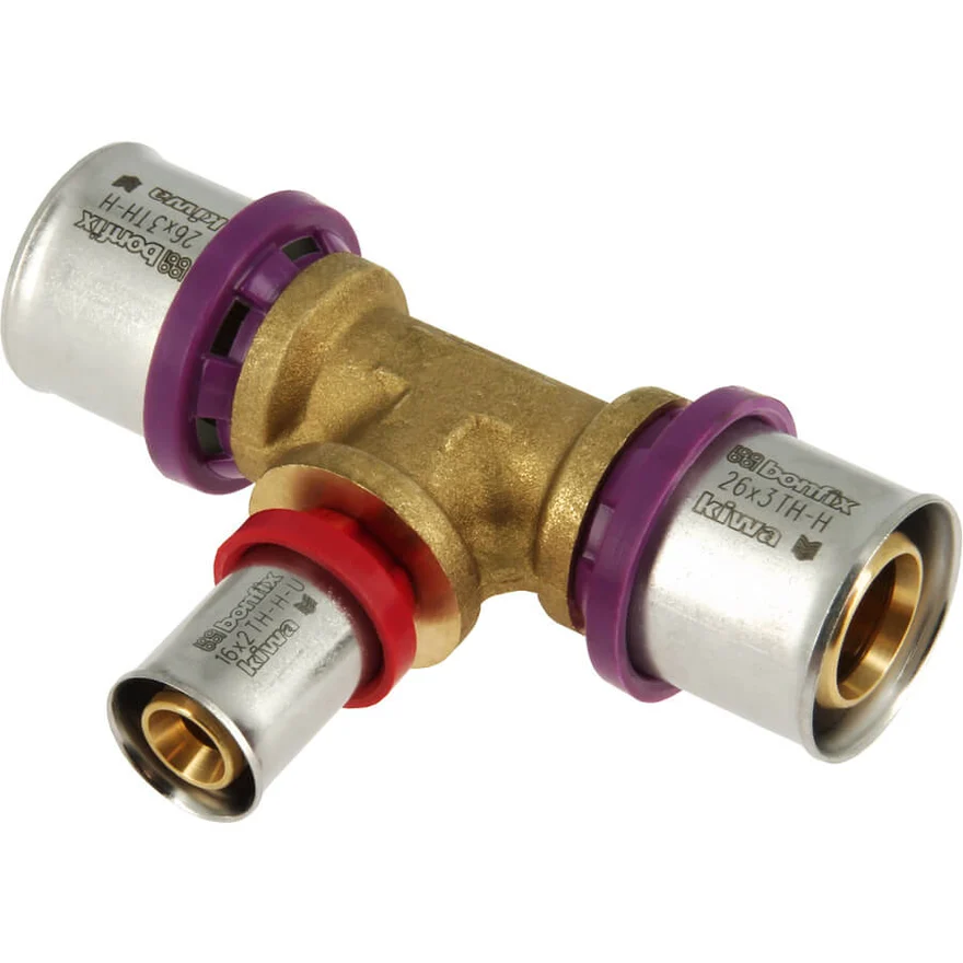 BONFIX Alu-press brass press fitting T-piece tapered 26 x 16 x 26 - 48730465