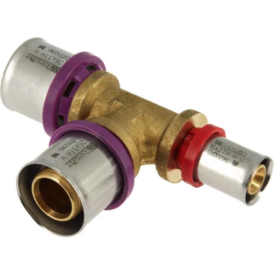 BONFIX Alu-press brass press fitting T-piece tapered 26 x 26 x 16 - 48730480