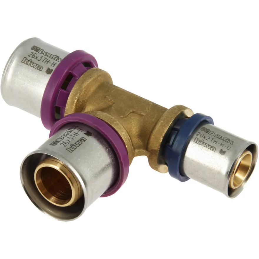 BONFIX Alu-press brass press fitting T-piece tapered 26 x 26 x 20 - 48730485
