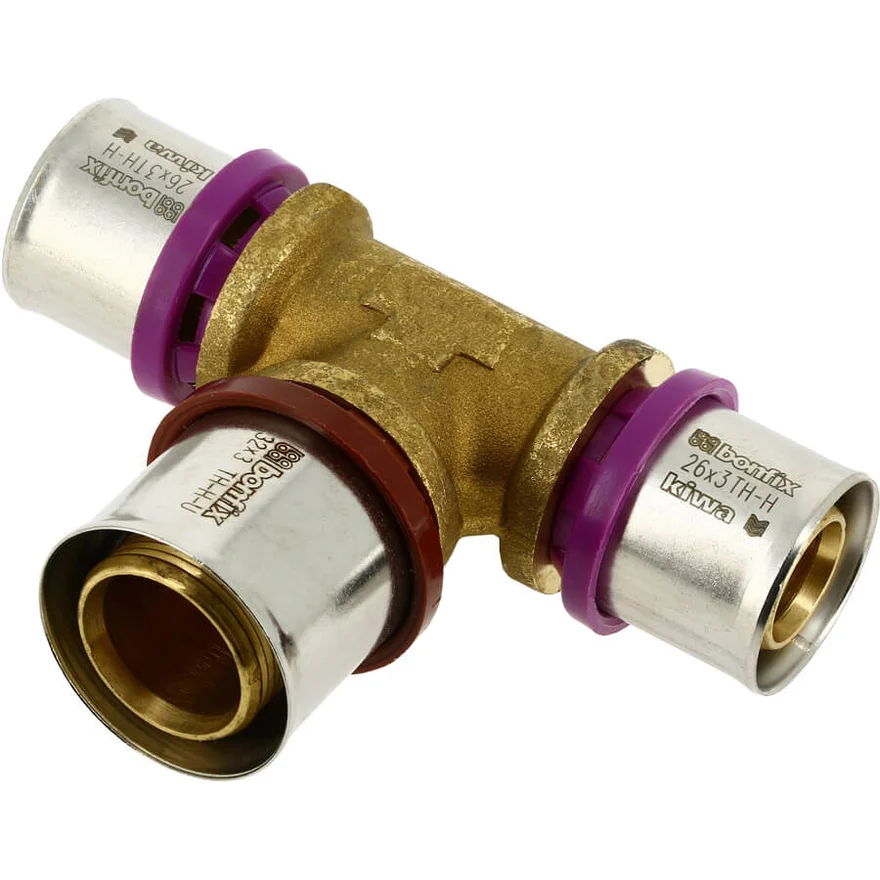 BONFIX Alu-press brass press fitting T-piece tapered 26 x 32 x 26 - 48730490