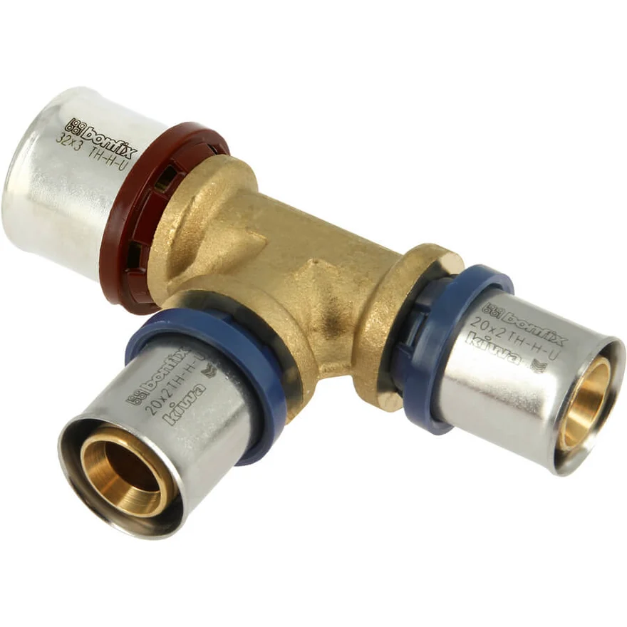 BONFIX Alu-press brass press fitting T-piece tapered 32 x 20 x 20 - 48730500