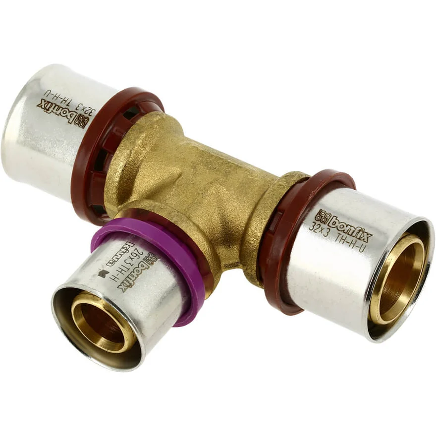 BONFIX Alu-pers messing perskoppeling T-stuk verlopend 32 x 26 x 32 -48730520