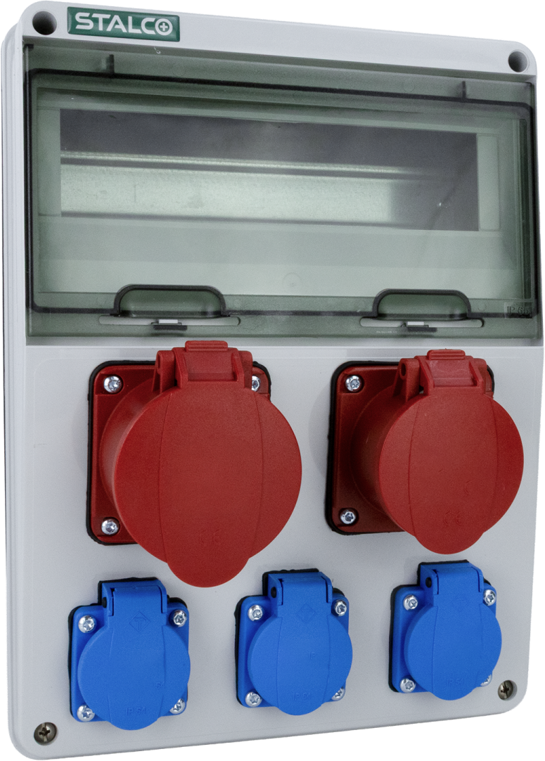Building Distribution Board with Sockets 1 × 32 A/5P, 1 × 16 A/5P, 3 × 230 V, Without Protection – STALCO S023246602