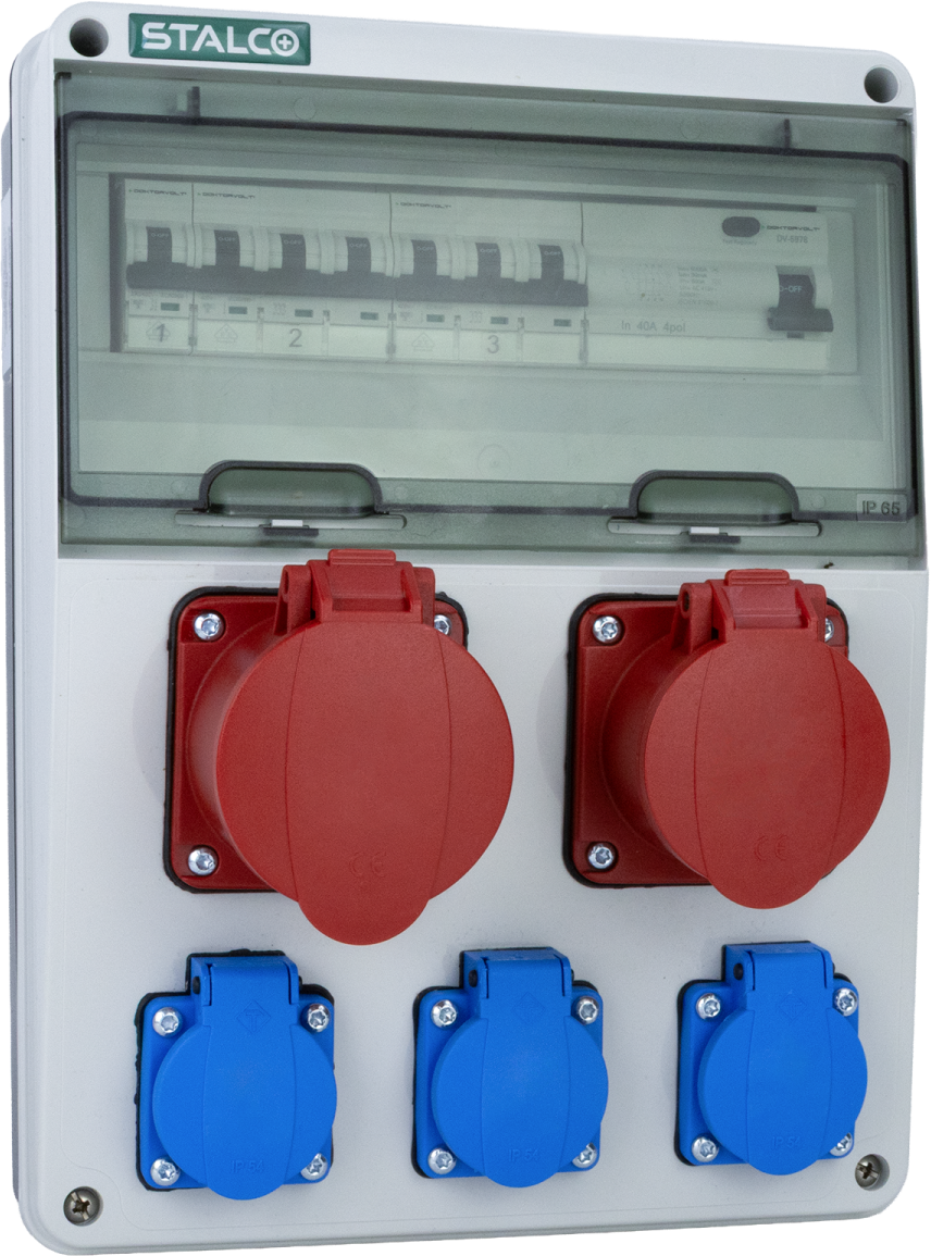 Building Distribution Board with Sockets 1 × 32 A/5P, 1 × 16 A/5P, 3 × 230 V, with Protection – STALCO S023246604