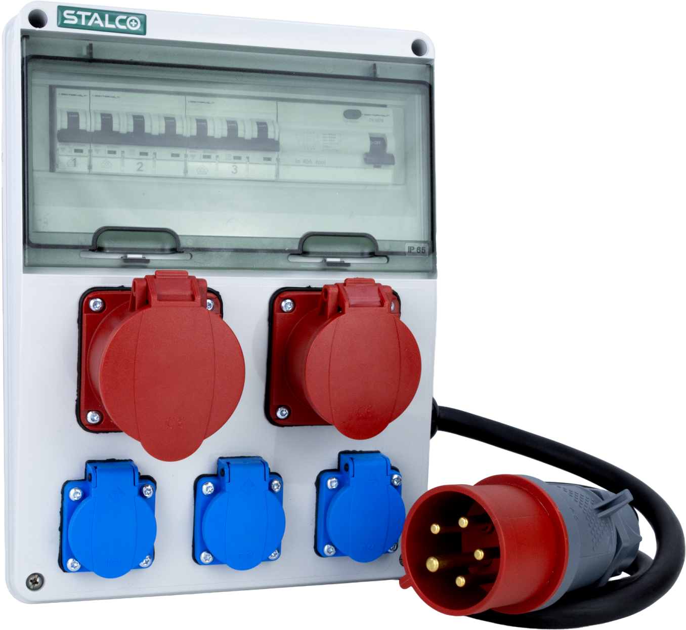 Building Distribution Board with Sockets 1 × 32 A/5P, 1 × 16 A/5P, 3 × 230 V, with Protection and Cable – STALCO S023246606