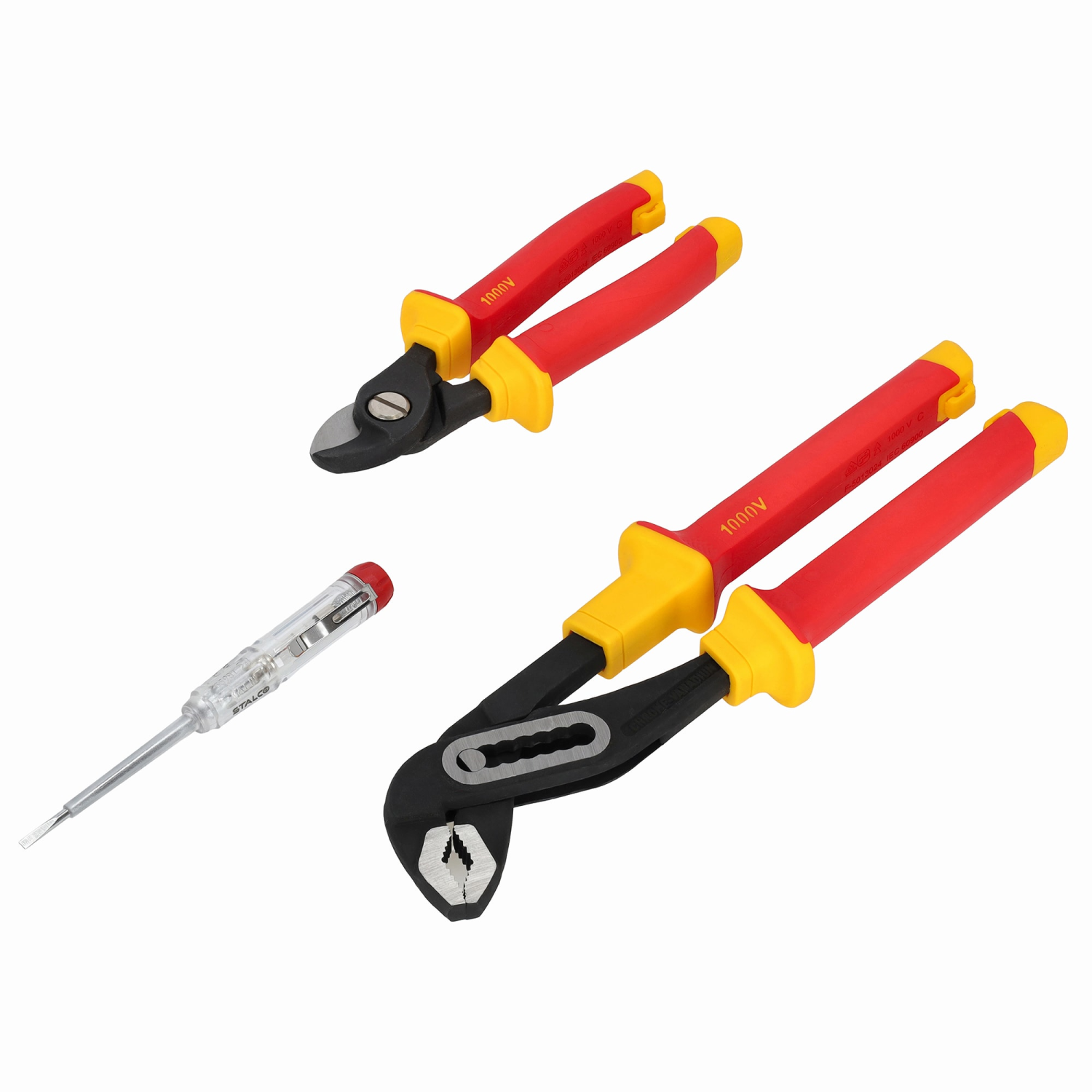 Set of electrotechnical tools, 3 pieces, CrV steel 1000V, EVA insert STALCO S026388803