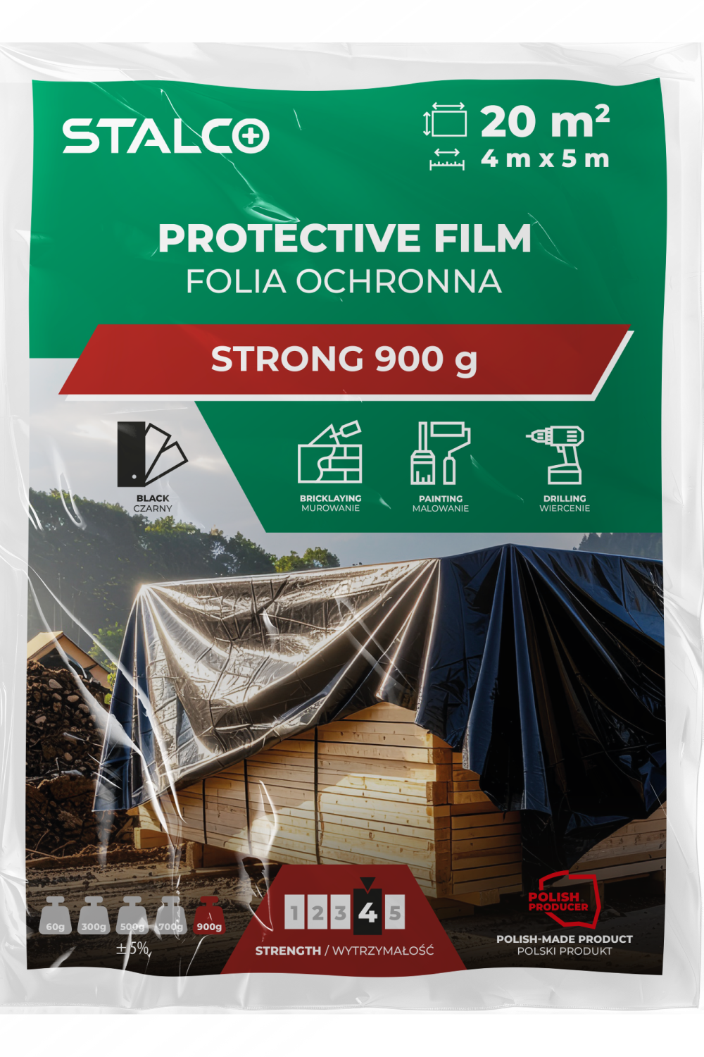 Protective foil STRONG 4x5 m 900 g STALCO S043147650