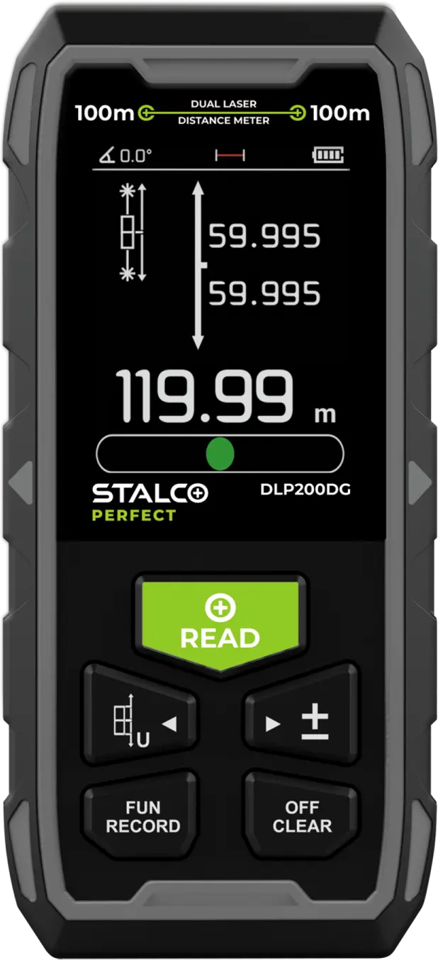 Dual-direction Laser Distance Meter DLP200DG 2×100 m STALCO PERFECT S058298004