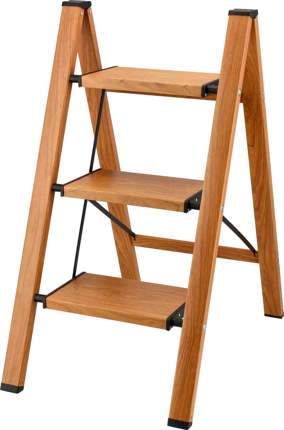 PERFECT 3-step wooden-like folding ladder without handle (5905947942282)